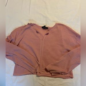 Forever21 Light Pink Cropped Long Sleeve